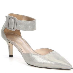 Pelle Moda Kenley Shimmer Suede Ankle Strap Pump - image 1